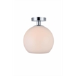 Living District Baxter 1-Light Metal Flush Mount in Chrome and Frosted White
