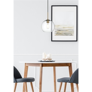 Living District Baxter 1-Light Metal Pendant in Black and Clear Finish