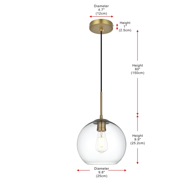 Living District Baxter 1-Light Metal Pendant in Black and Clear Finish