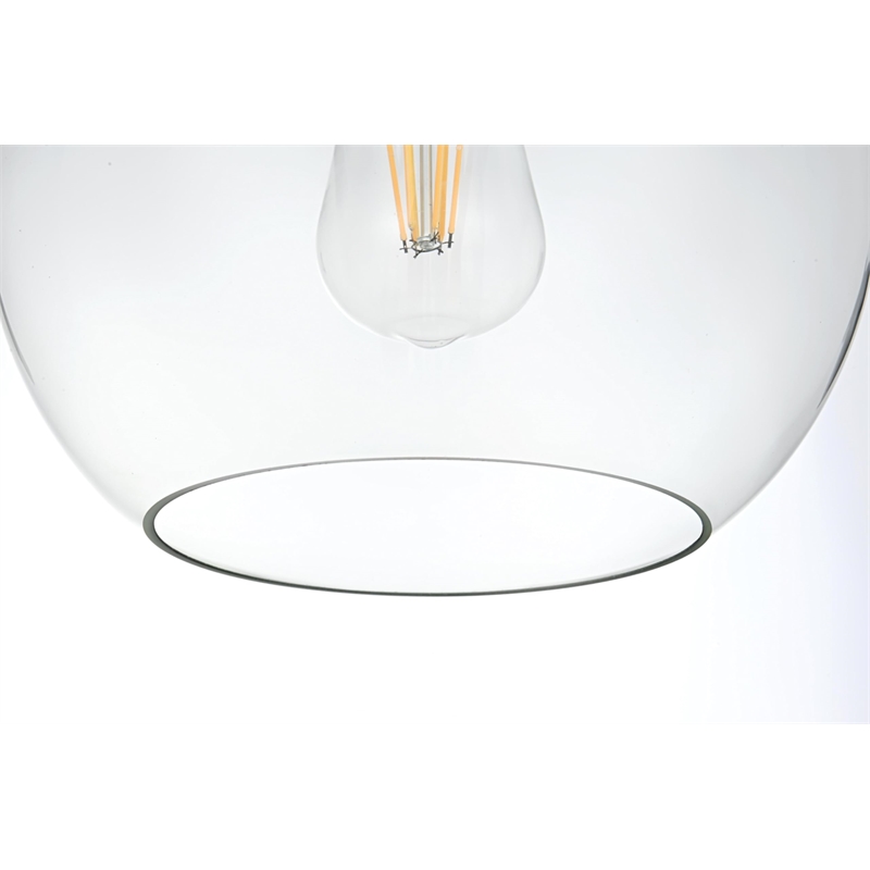 Living District Baxter 1-Light Metal Pendant in Black and Clear Finish