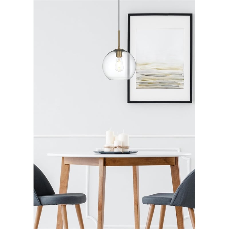 Living District Baxter 1-Light Metal Pendant - Brass and Clear Finish