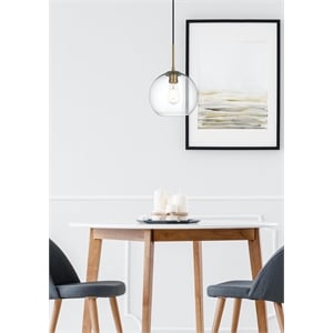 Living District Baxter 1-Light Metal Pendant - Brass and Clear Finish