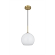 Living District Baxter 1-Light Metal Pendant in Chrome and Frosted White