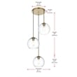 Living District Baxter 3-Light Metal Pendant in Black and Clear