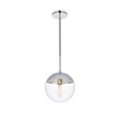 Living District Eclipse 1-Light Metal Pendant & Glass in Chrome/Clear