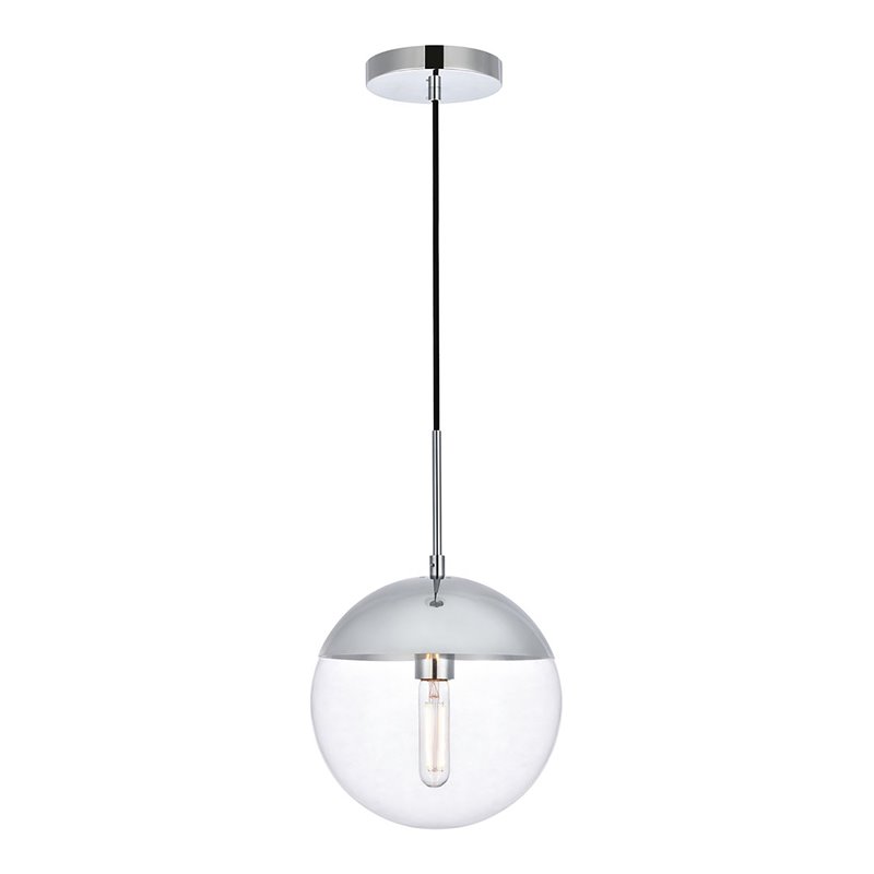 Living District Eclipse 1-Light Metal Pendant & Glass in Chrome/Clear