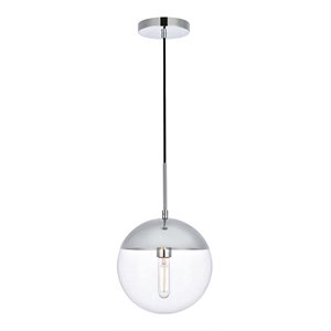 Living District Eclipse 1-Light Metal Pendant & Glass in Chrome/Clear