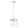 Living District Eclipse 1-Light Metal Pendant & Glass in Chrome/Clear