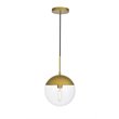 Living District Eclipse 1-Light Glass & Metal Pendant in Brass/Clear