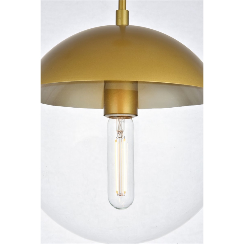 Living District Eclipse 1-Light Glass & Metal Pendant in Brass/Clear