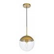 Living District Eclipse 1-Light Glass & Metal Pendant in Brass/Clear