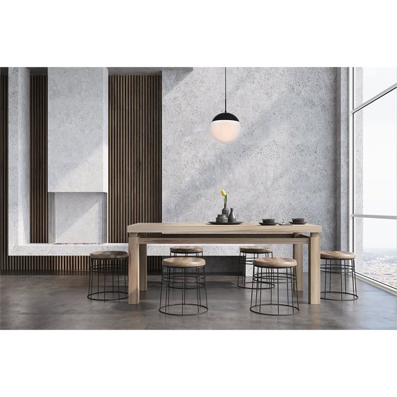 Living District Eclipse 1-Light Metal & Glass Pendant in Frosted White/Black