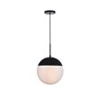 Living District Eclipse 1-Light Metal & Glass Pendant in Frosted White/Black