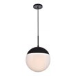 Living District Eclipse 1-Light Metal & Glass Pendant in Frosted White/Black