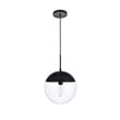 Living District Eclipse 1-Light Glass & Metal Pendant in Black/Clear