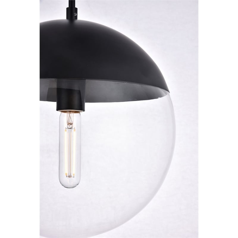 Living District Eclipse 1-Light Glass & Metal Pendant in Black/Clear
