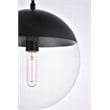 Living District Eclipse 1-Light Glass & Metal Pendant in Black/Clear