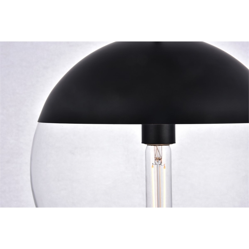 Living District Eclipse 1-Light Glass & Metal Pendant in Black/Clear