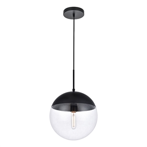 Living District Eclipse 1-Light Glass & Metal Pendant in Black/Clear