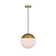 Living District Eclipse 1-Light & Glass Metal Pendant in Brass/White