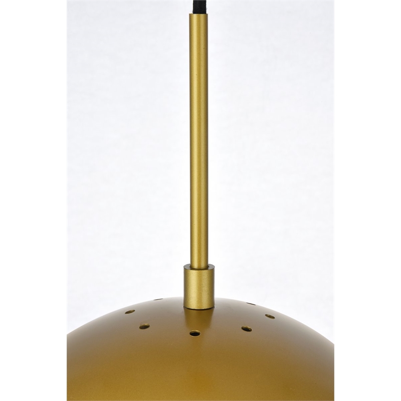 Living District Eclipse 1-Light & Glass Metal Pendant in Brass/White