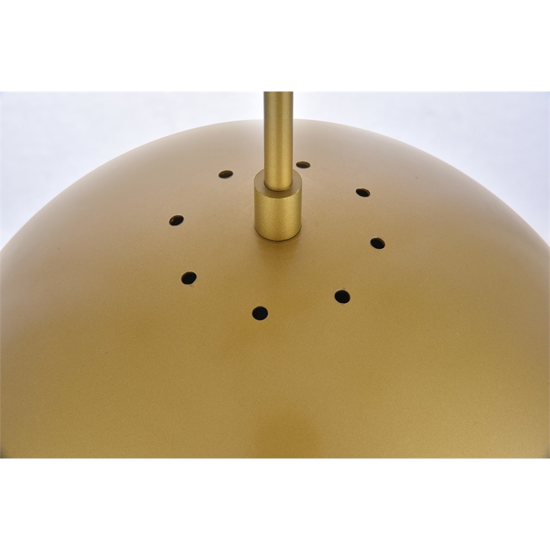 Living District Eclipse 1-Light & Glass Metal Pendant in Brass/White