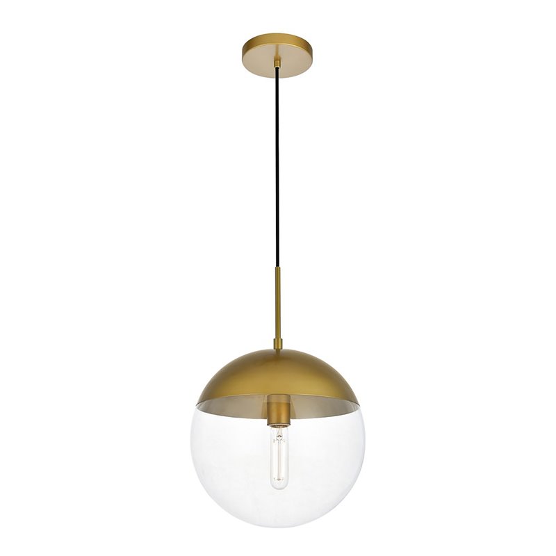 Living District Eclipse 1-Light Metal & Glass Pendant in Brass/Clear