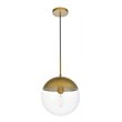Living District Eclipse 1-Light Metal & Glass Pendant in Brass/Clear