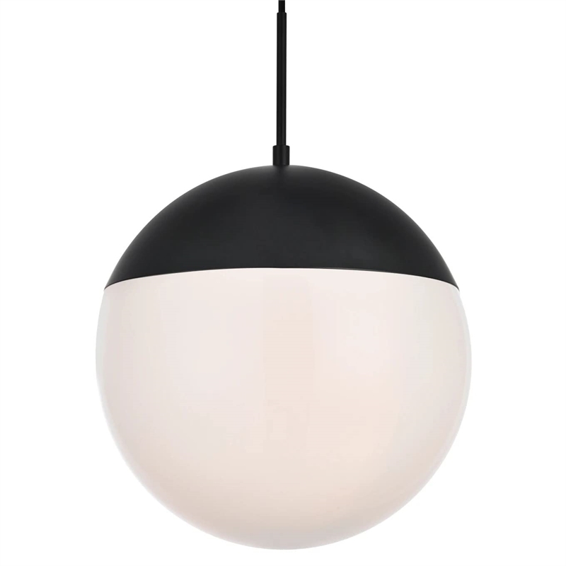 Living District Eclipse 1-Light Metal Pendant in Black and White Finish
