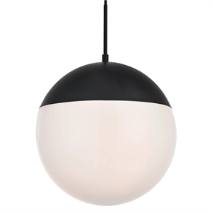 Living District Eclipse 1-Light Metal Pendant in Black and White Finish