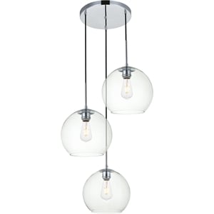 Living District Baxter 3-Light Metal Pendant in Chrome & Clear Finish