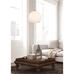 Living District Baxter 1-Light Metal Pendant in Brass and White Finish