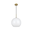 Living District Baxter 1-Light Metal Pendant in Brass and White Finish