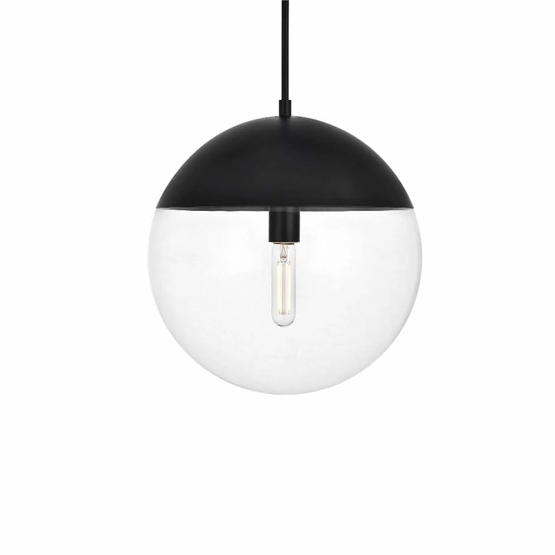 Living District Eclipse 1-Light Metal Pendant in Black and Clear
