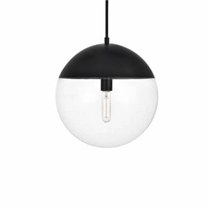 Living District Eclipse 1-Light Metal Pendant in Black and Clear