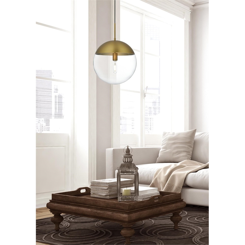 Living District Eclipse 1-Light Metal Pendant in Black and Clear