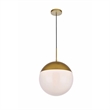 Living District Eclipse 1-Light Metal Pendant in Brass and Frosted White