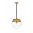 Living District Eclipse 1-Light Metal Pendant in Brass and Clear