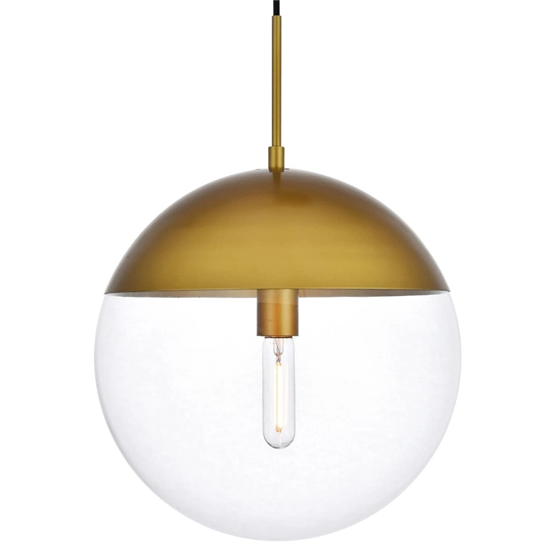 Living District Eclipse 1-Light Metal Pendant in Brass and Clear