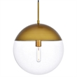 Living District Eclipse 1-Light Metal Pendant in Brass and Clear