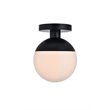 Living District Eclipse 1-Light Metal & Glass Flush Mount in Black/Frosted White