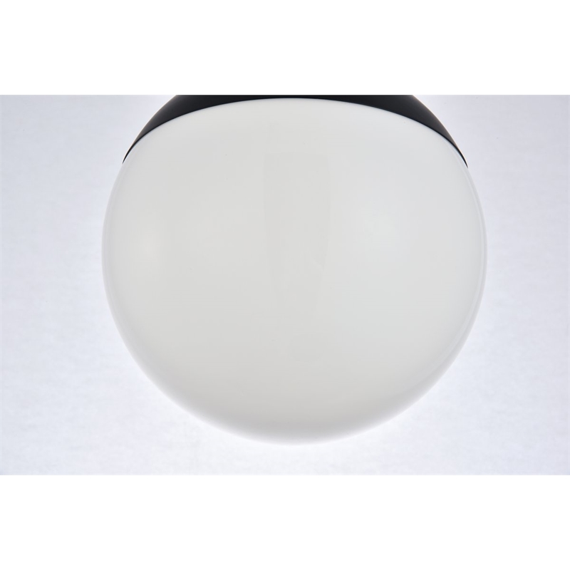 Living District Eclipse 1-Light Metal & Glass Flush Mount in Black/Frosted White