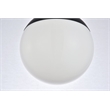 Living District Eclipse 1-Light Metal & Glass Flush Mount in Black/Frosted White