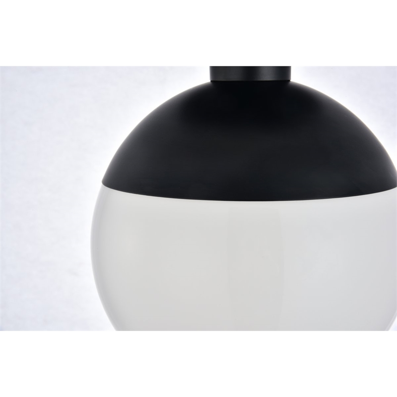 Living District Eclipse 1-Light Metal & Glass Flush Mount in Black/Frosted White