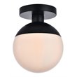 Living District Eclipse 1-Light Metal & Glass Flush Mount in Black/Frosted White