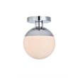 Living District Eclipse 1-Light Metal Flush Mount in Chrome/Frosted White