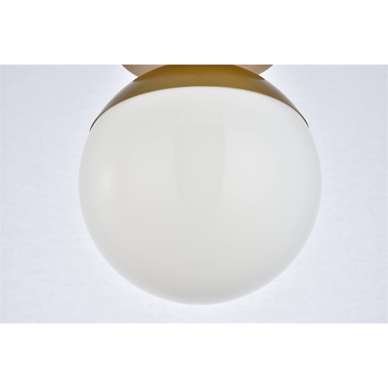 Living District Eclipse 1-Light Metal & Glass Flush Mount in Frosted White/Brass