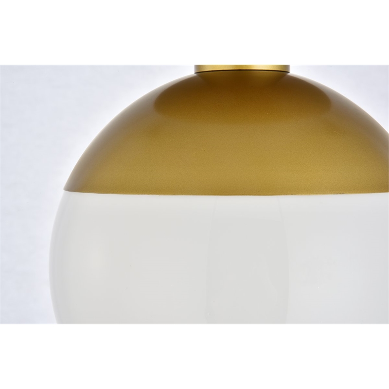 Living District Eclipse 1-Light Metal & Glass Flush Mount in Frosted White/Brass