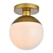 Living District Eclipse 1-Light Metal & Glass Flush Mount in Frosted White/Brass