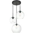 Living District Baxter 3-Light Metal Pendant in Black and Clear Finish